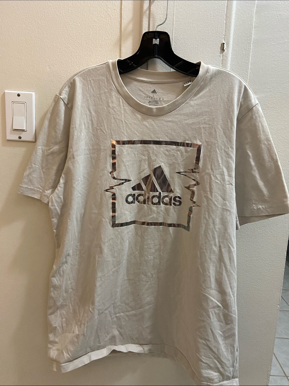 adidas Gray Short Sleeve Tee with Metallic Logo